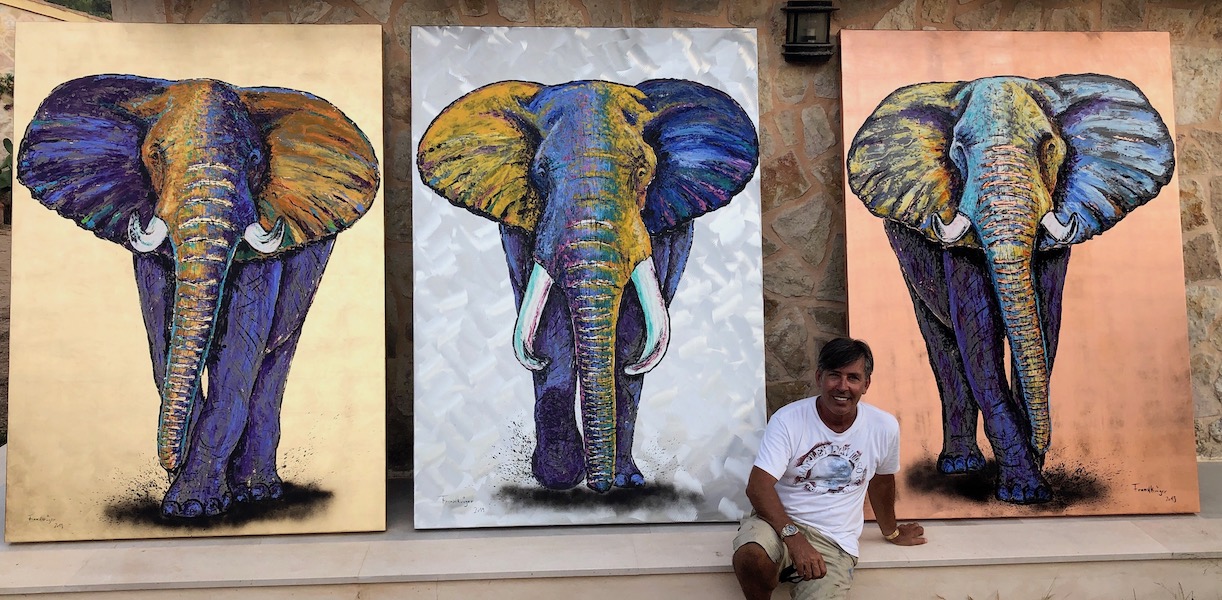 elephant painting a picture of itself